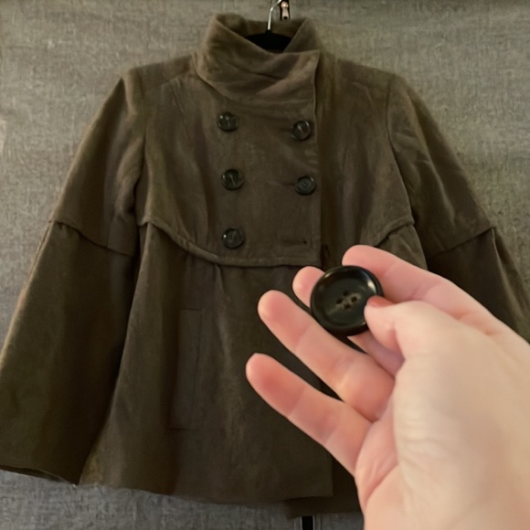 LOFT Petites, 0P Brown Wool Blend Coat Feminine Peplum - Picture 4 of 12